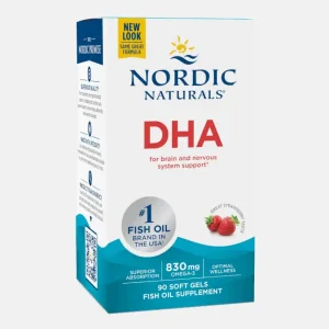 Nordic Naturals, DHA, 830mg Omega-3, fresa, 90 cápsulas blandas