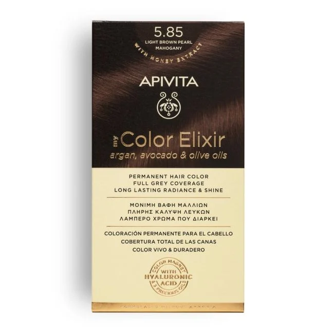 APIVITA COLOR ELIXIR PERMANENT HAIR COLOR - 5.85 LIGHT BRONWN PEARL MAHOGANY