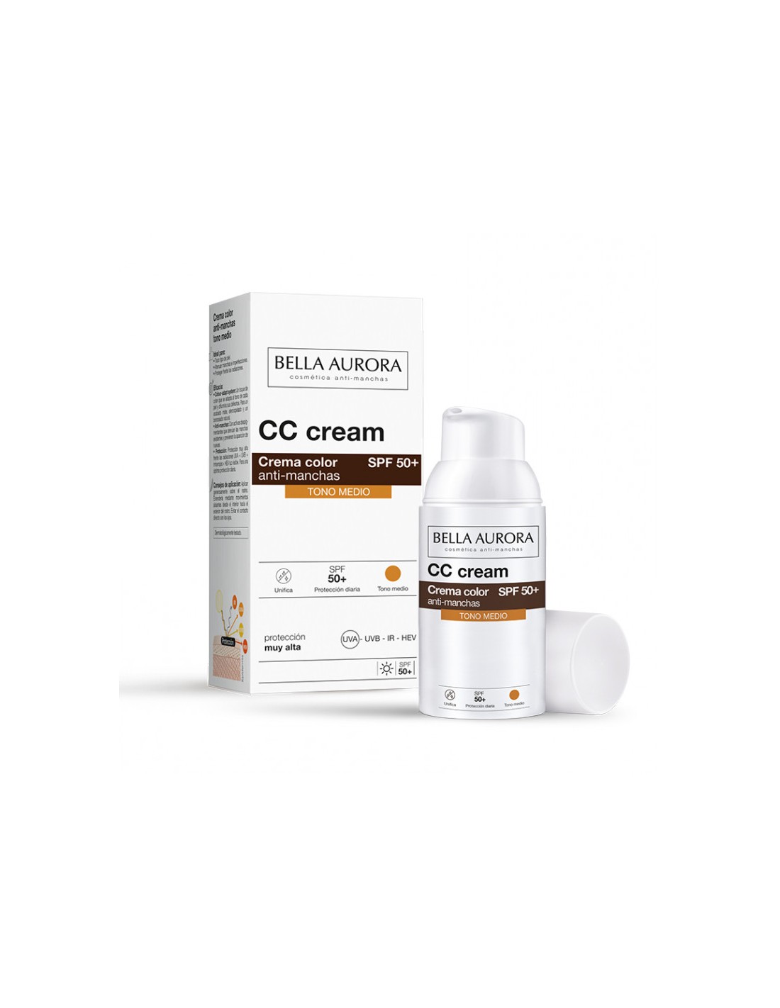 BELLA AURORA CC CREAM CREMA COLOR SPF + ANTI-MANCHAS TONO MEDIO 30 ML